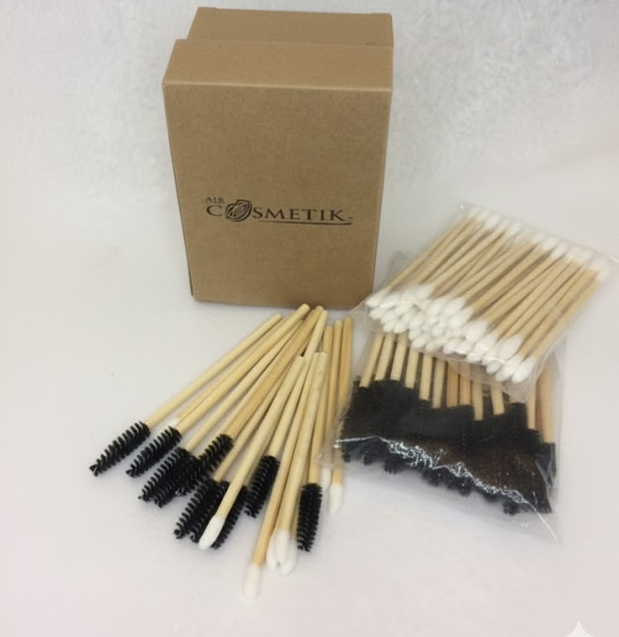 100 Eco-friendly Disposable Bamboo Lips & Lash Wand