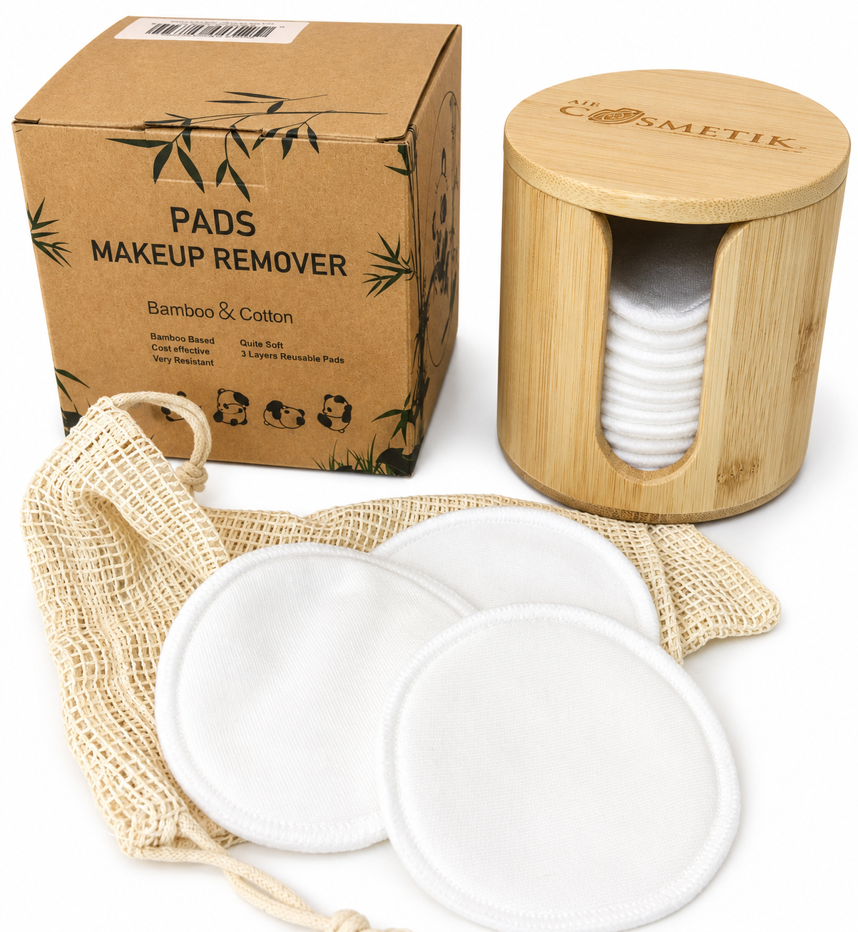 Air Cosmetik Bamboo-Cotton Makeup Remover Pads