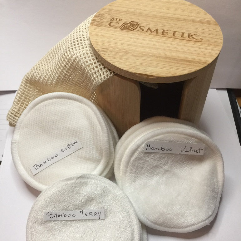Air Cosmetik Bamboo-cotton makeup remover pads/ lingettes réutilisables démaquillantes 