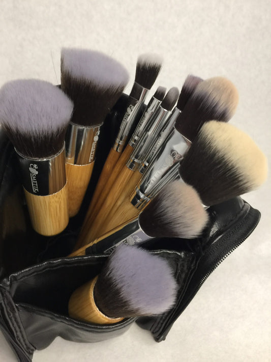 Pro makeup brushes set with case